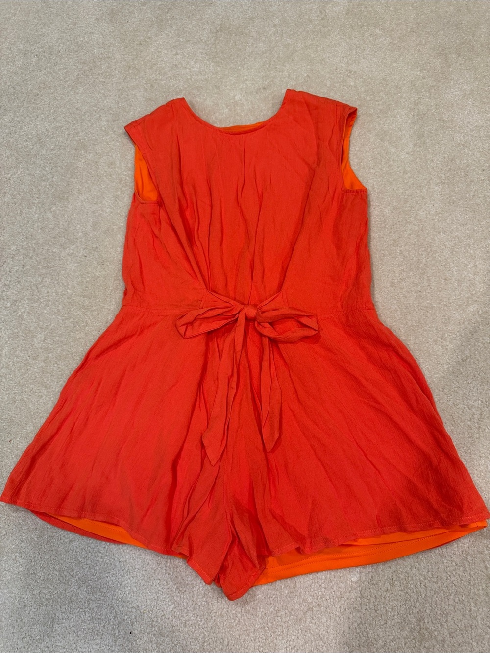 Orange Tie-Front Romper